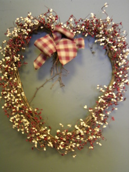 Red & Cream Heart Wreath