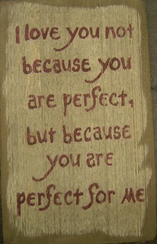 I Love You Not Because You Are Perfect Sign