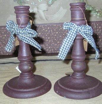 Burgundy candle stick pair