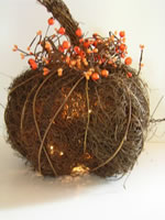 Twig Lighted Pumpkin