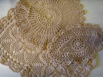 Round tea dyed doily