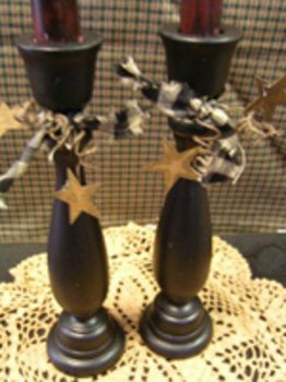 Tall Wooden Candlesticks Black